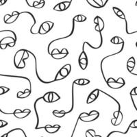 One line drawing abstract face seamless pattern vector