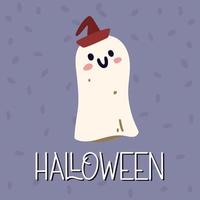 A poster with a cute ghost. Halloween concept. vector