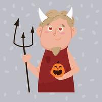 Cute devil with horns for halloween. Halloween concept. vector