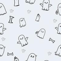 Seamless halloween pattern in doodle style. Halloween concept. vector