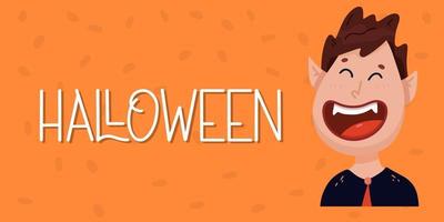 Halloween banner or party invitation background with vampire. vector