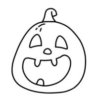 Scary pumpkin with a smile in doodle style. Halloween concept. vector