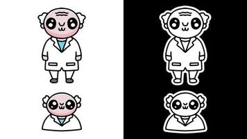 cute old man doctor design vector with cartoon style