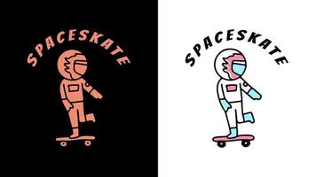 astronauta estilo libre con patineta. ilustración para camiseta vector