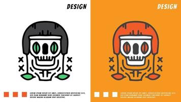 Cool rider skull head con casco, ilustración para camiseta vector