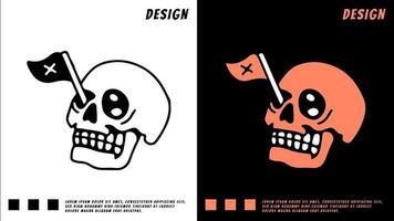 cabeza de calavera y bandera en el ojo, ilustración para camiseta vector