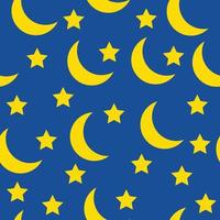 Cute Yellow Moon and Stars Seamless Background Pattern vector