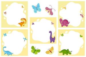 Dinosaurs. Set of vector frames in the form of a spot. Template