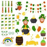 Set of elements for St. Patrick's Day. Vector, cartoon style. vector