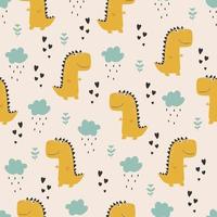 Cute dinosaur print - hand drawn  dinosaur seamless pattern design vector