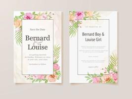 hermosa tarjeta de invitación de boda floral vector diseño