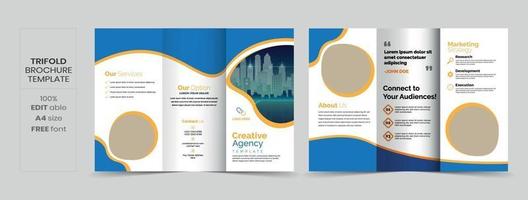 Plantilla de folleto comercial en diseño tríptico. diseño corporativo. vector