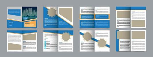 16 pages creative business brochure template design. vector