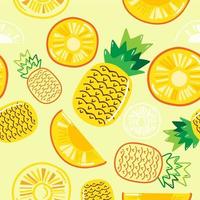 Seamless pattern  pineapple isolated on yellow pastel background vector