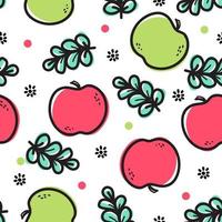 Seamless pattern red apple and green apple fruits vector