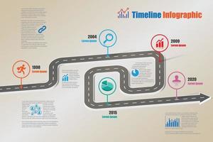 Plantilla de infografía de línea de tiempo de hoja de ruta empresarial con punteros diseñados vector