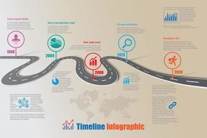 Plantilla de infografía de línea de tiempo de hoja de ruta empresarial con punteros diseñados vector