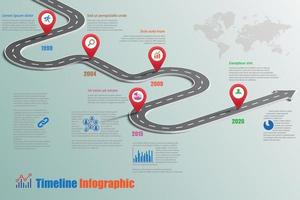 Plantilla de infografía de línea de tiempo de hoja de ruta empresarial con punteros diseñados vector