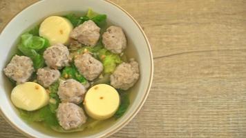 Clear Soup with Cabbage, Tofu Egg and Minced Pork video
