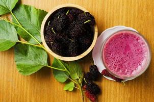 Fresh mulberries fruits for make tasty smoothies yogurt drink photo