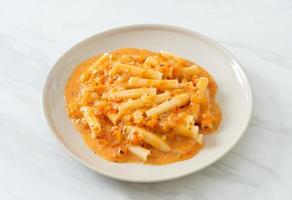 Rigatoni penne pasta creamy tomato or pink sauce photo