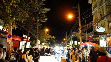 calle del mercado nocturno de lapso de tiempo video