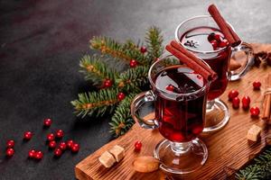 Hot mulled wine for winter and Christmas photo