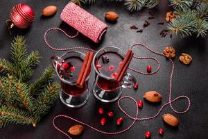 Hot mulled wine for winter and Christmas photo