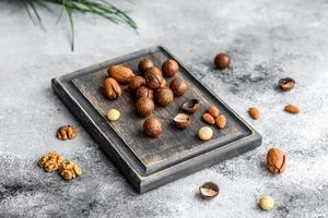 Several types of nuts against the background photo