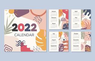 plantilla de calendario 2022 de forma orgánica vector