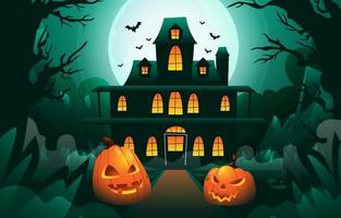 Haunted House at Halloween Night vector