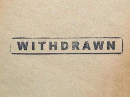 Withdrawn stamp on paper photo