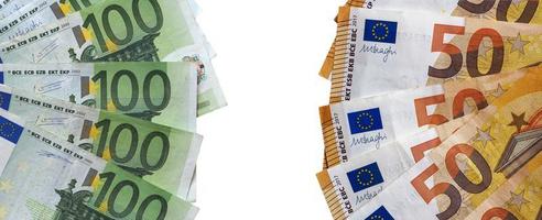 Billetes de euro, unión europea aislado sobre blanco