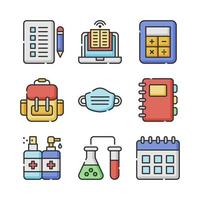 Colourful Back to High School Icon Collection vector