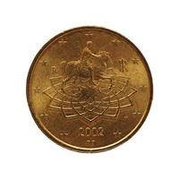 Moneda de 50 centavos, unión europea, italia aislado sobre blanco foto