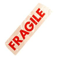 etiqueta frágil aislada sobre blanco foto