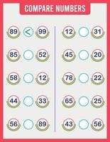 comparar números. juego de matemáticas para niños en edad preescolar. vector