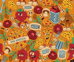 pizza seamless pattern vector