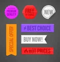 Different color shopping tags with inscriptions vector