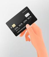 tarjeta de crédito en una mano. concepto de pago vector