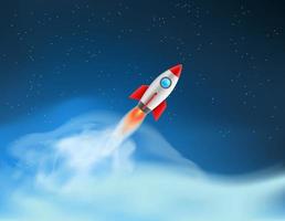 Launch of the rocket to the space. 3d style vector illustration