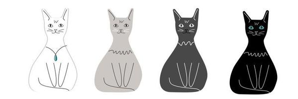una colección de lindos personajes de gatos vector