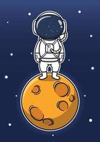 Cute Astronaut Standing On The Moon vector