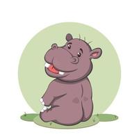 lindo hipopótamo de dibujos animados sentado vector
