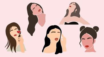 El conjunto es una obra de arte de mujeres minimalistas abstractas para el diseño. vector