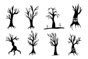 Set of tree silhouettes for Halloween. vector