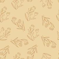 Minimal botanical art seamless pattern. vector