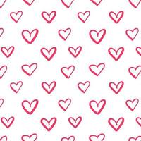 Repeated outlines of hearts drawn by hand. Romantic seamless pattern. vector