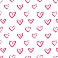 Repeated outlines of hearts drawn by hand. Romantic seamless pattern. vector