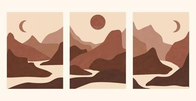 conjunto de carteles de paisajes abstractos. vector